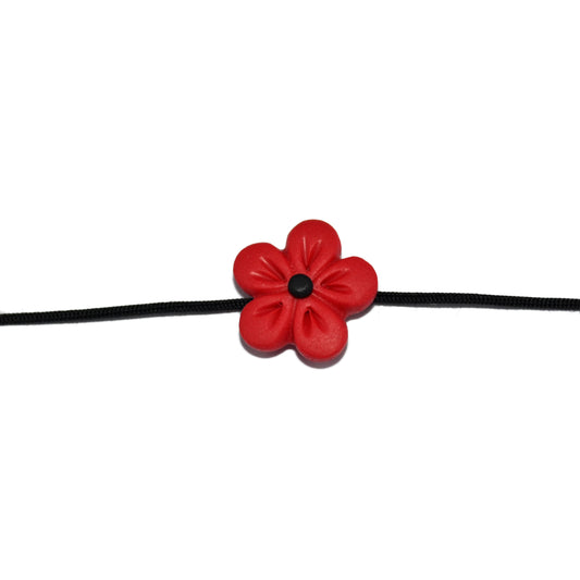 Βραχιόλι λουλουδάκι κόκκινο γλυπτό στο χέρι με πολυμερικό πηλό