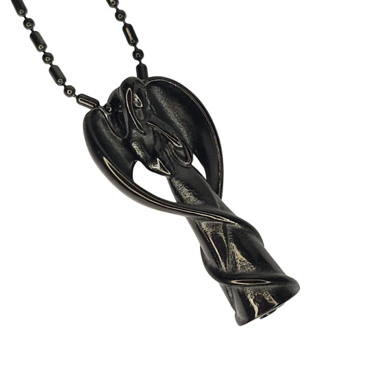 Μαύρο μακρύ μενταγιόν Άγγελος από ανοξείδωτο ατσάλι