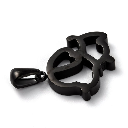 Μαύρο μακρύ μενταγιόν σκυλάκι από ανοξείδωτο ατσάλι