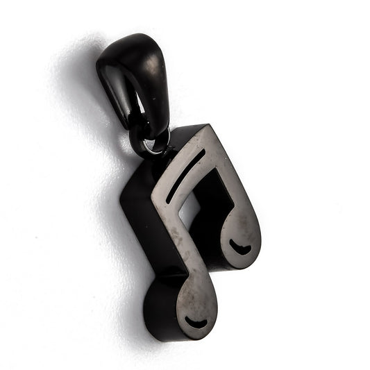 Μαύρο μακρύ μενταγιόν μουσικές νότες από ανοξείδωτο ατσάλι