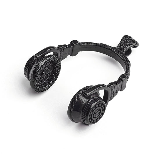 Μαύρο μακρύ μενταγιόν ακουστικά από ανοξείδωτο ατσάλι - δώρο για DJ