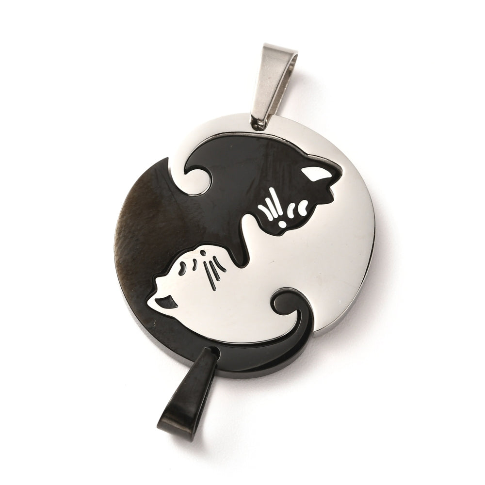 Σετ 2 μενταγιόν γάτες από ανοξείδωτο ατσάλι