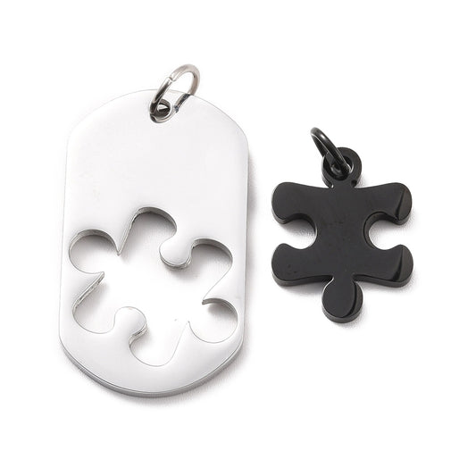 Σετ 2 μενταγιόν παζλ από ανοξείδωτο ατσάλι για ζευγάρι