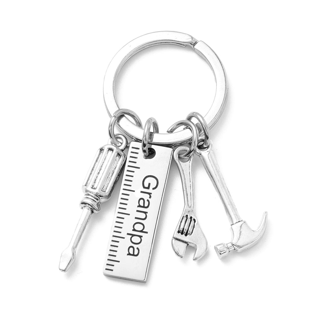 Ατσάλινο ασημί μπρελόκ για τον παππού με εργαλεία