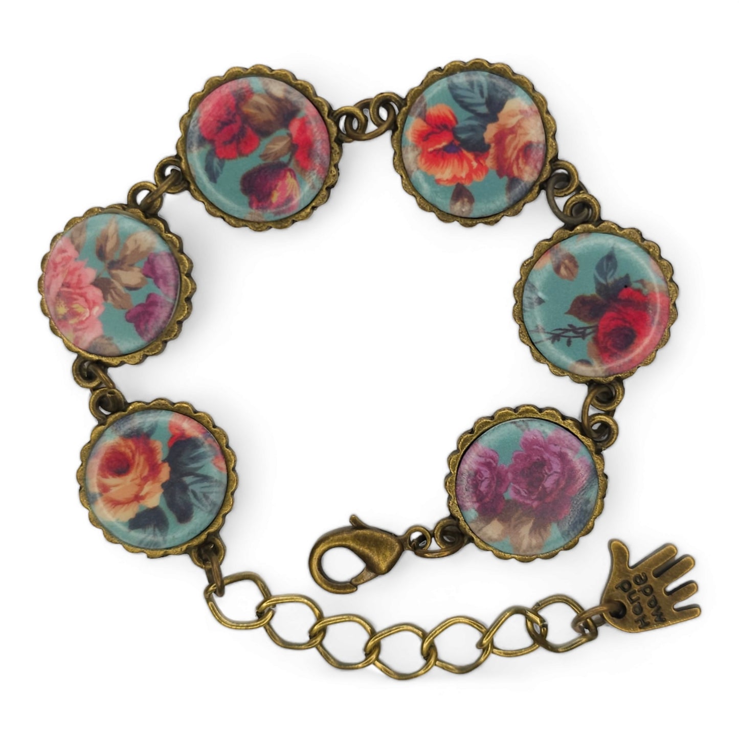 Βραχιόλι μπρονζέ σε βίνταζ στυλ και ρομαντικό τυρκουάζ μοτίβο