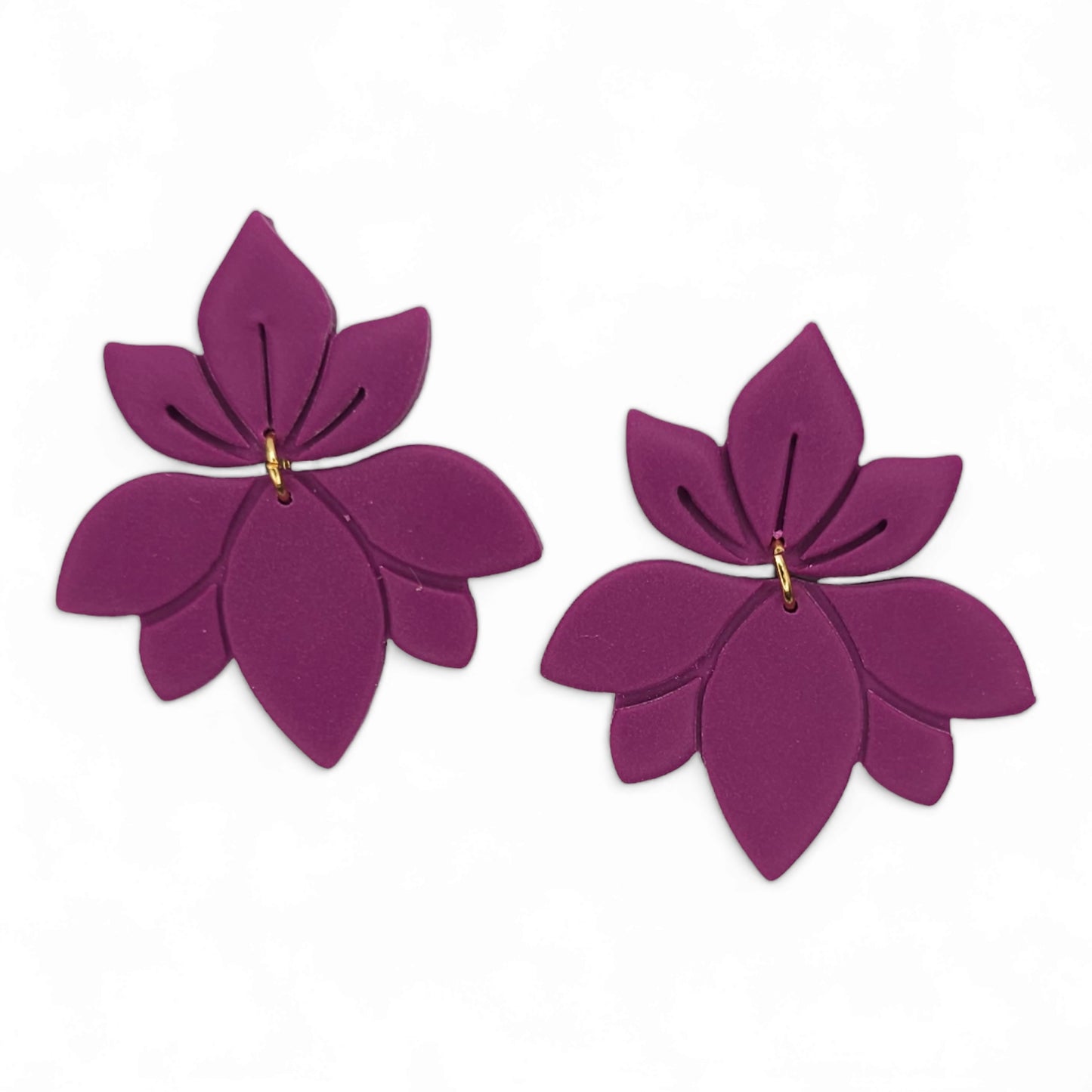 Σκουλαρίκια κρεμαστά μωβ από πολυμερικό πηλό