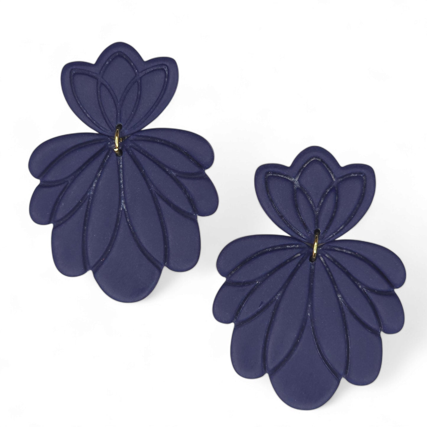 Σκουλαρίκια κομψά κρεμαστά μπλε μαρίν στοιχεία από πολυμερικό πηλό