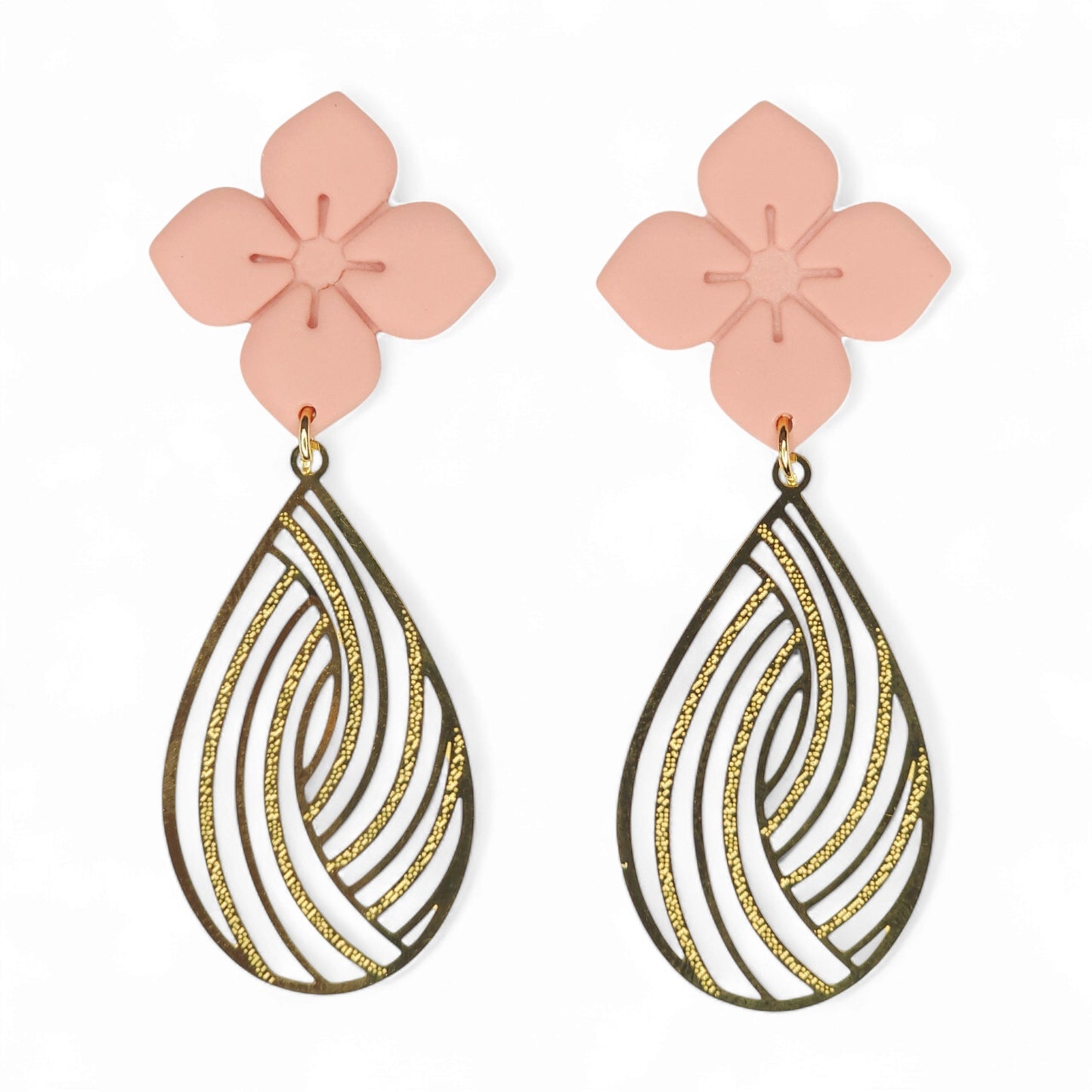 Σκουλαρίκια κρεμαστά ροζ σάπιο μήλο από πολυμερικό πηλό με ατσάλινα δάκρυα