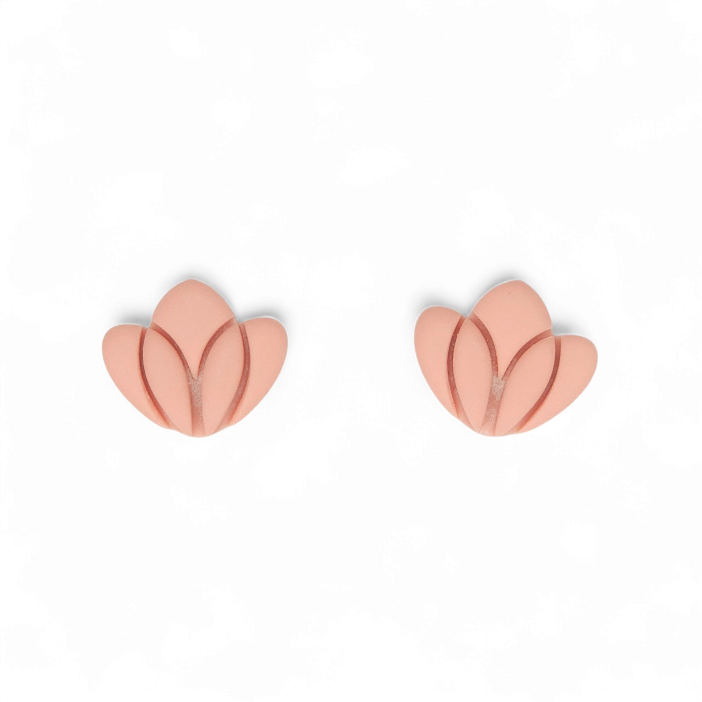 Σκουλαρίκια καρφωτά ροζ σάπιο μήλο λουλουδάκια από πολυμερικό πηλό