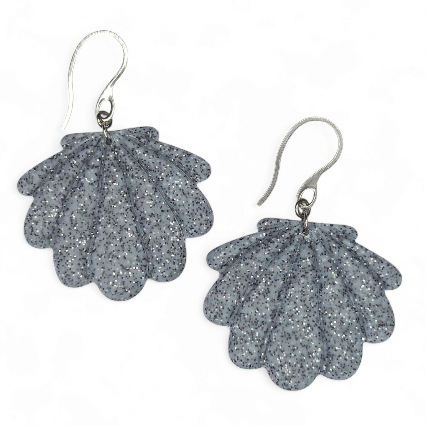 Σκουλαρίκια κρεμαστά μεγάλα κοχύλια γρανίτης από πολυμερικό πηλό