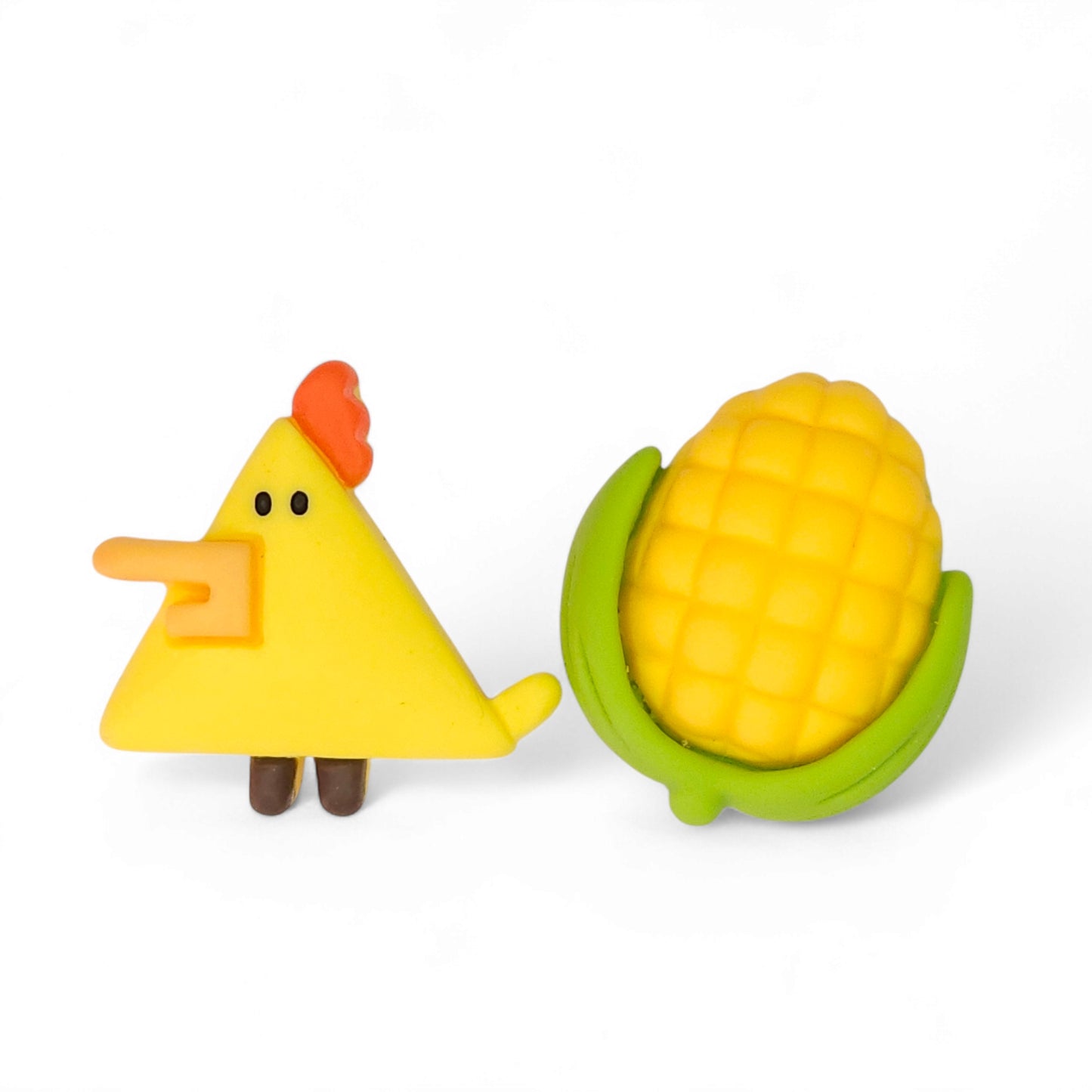 Σκουλαρίκια ανόμοια μεγάλα καρφωτά κότα καλαμπόκι