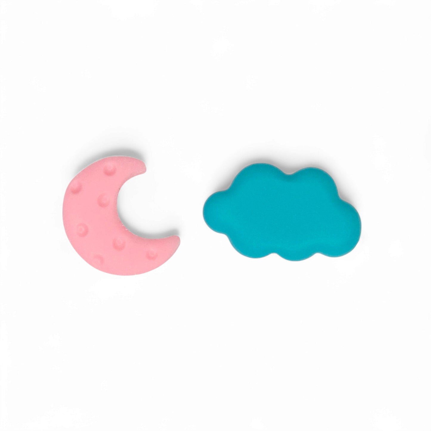 Ανόμοια καρφωτά σκουλαρίκια ροζ φεγγάρι τυρκουάζ σύννεφο από πολυμερικό πηλό