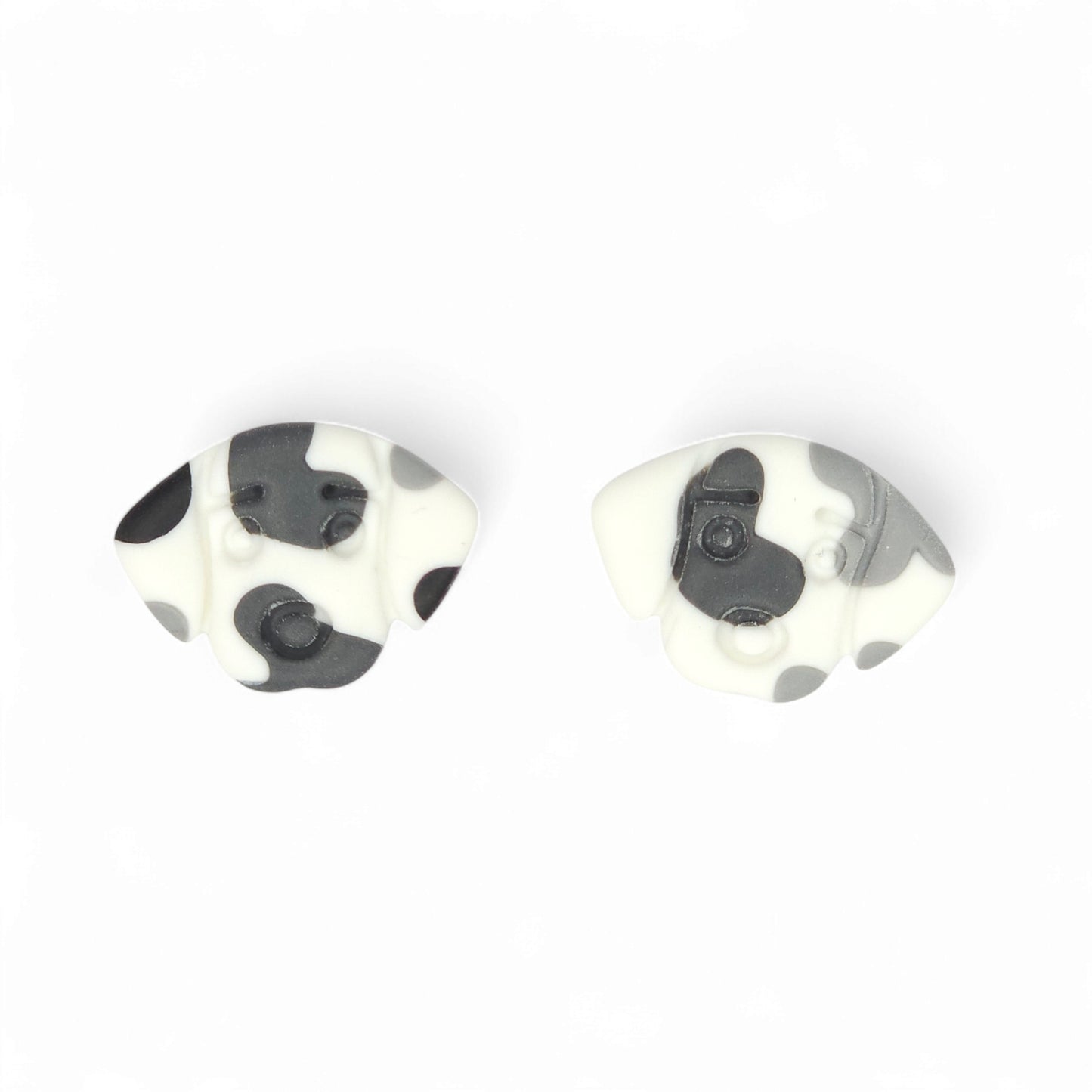 Καρφωτά σκουλαρίκια σκυλάκια σε γκρι και ασπρόμαυρο από πολυμερικό πηλό