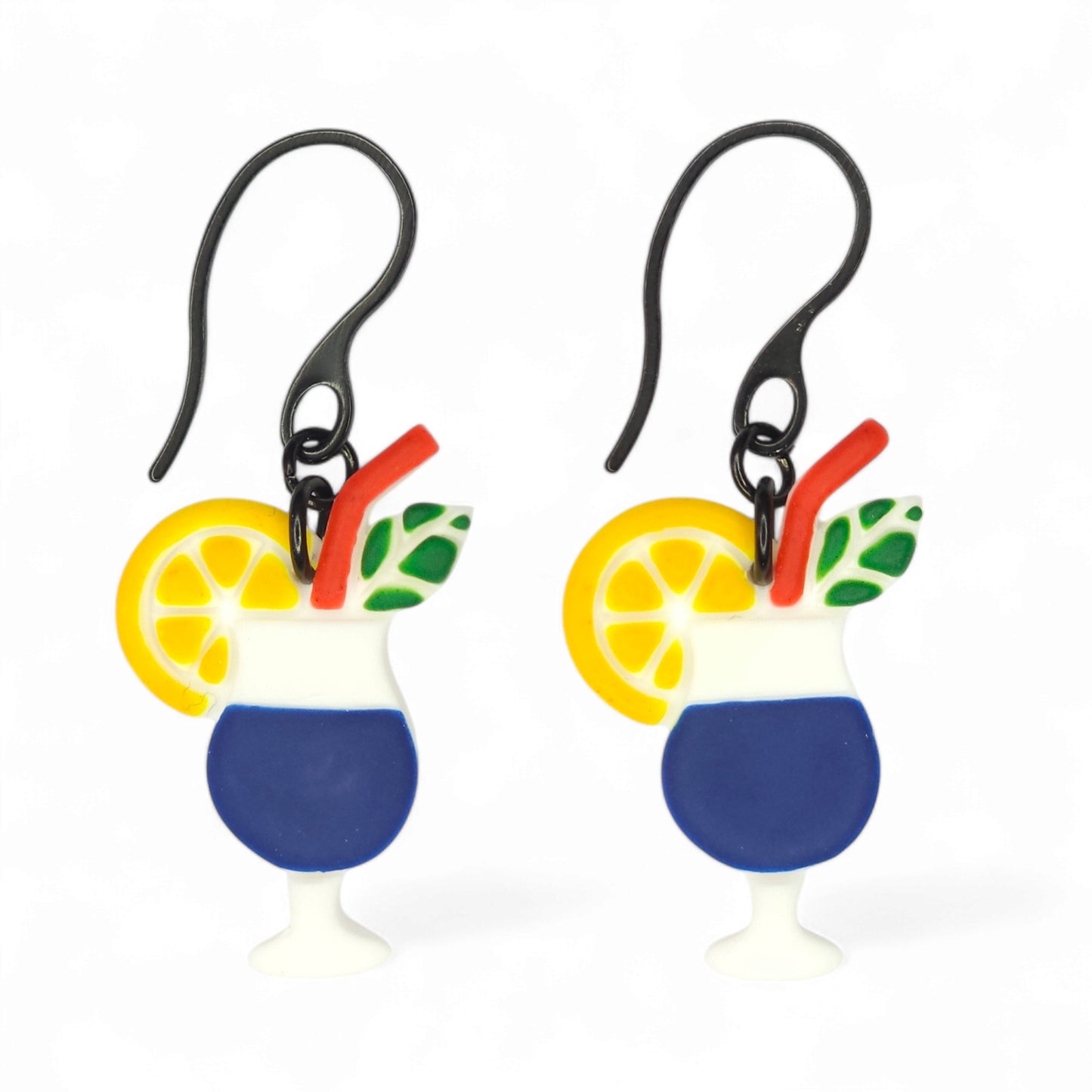 Κρεμαστά σκουλαρίκια καλοκαιρινό κοκτέιλ από πολυμερικό πηλό