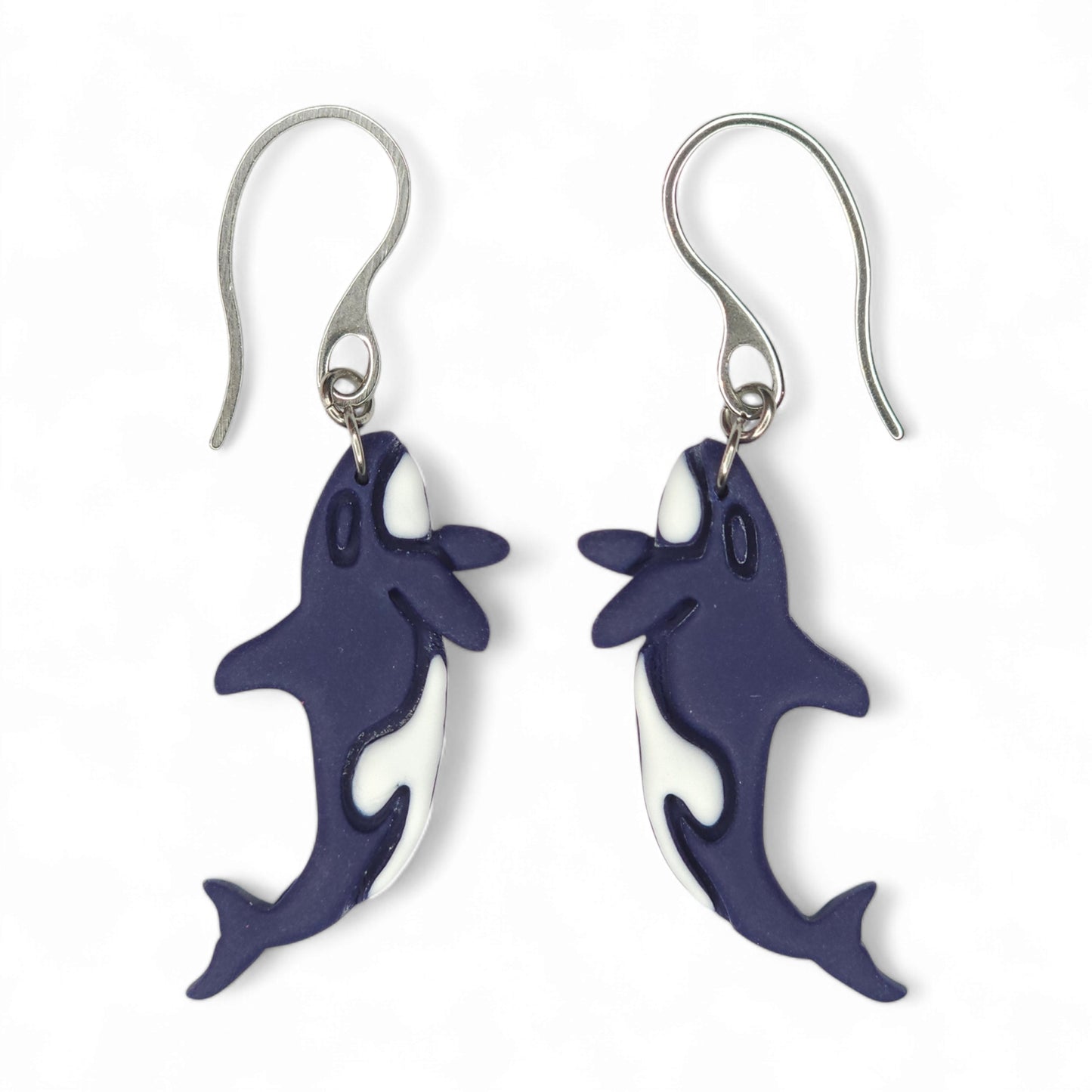 Κρεμαστά σκουλαρίκια μπλε φάλαινες από πολυμερικό πηλό