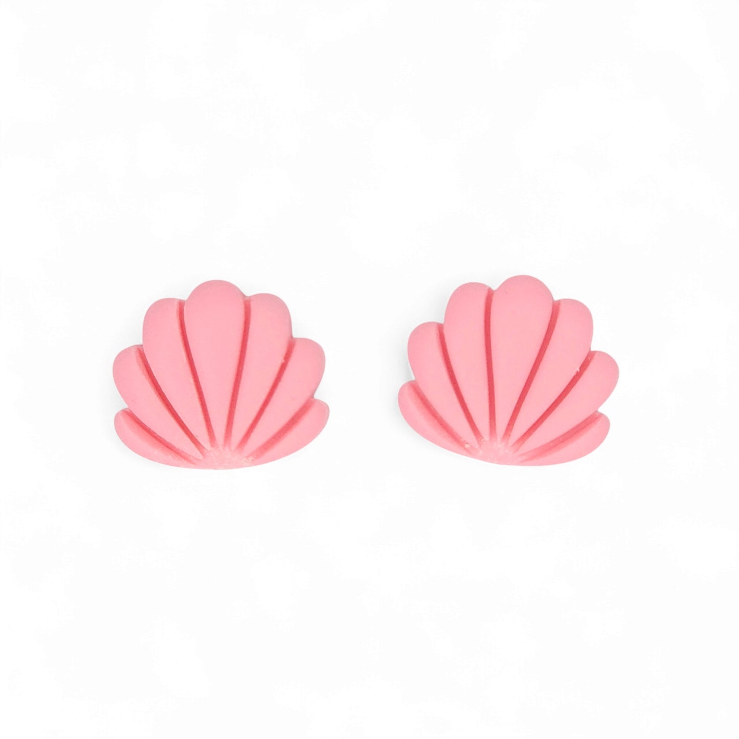 Καλοκαιρινά παιδικά καρφωτά σκουλαρίκια ροζ κοχύλια χτένια από πολυμερικό πηλό