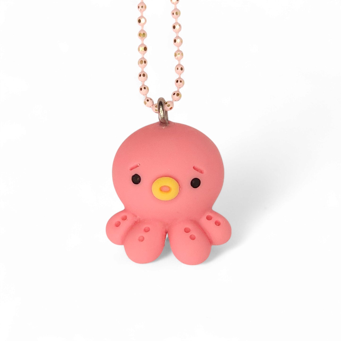 Μακρύ παιδικό κολιέ καλοκαιρινό ροζ χταποδάκι