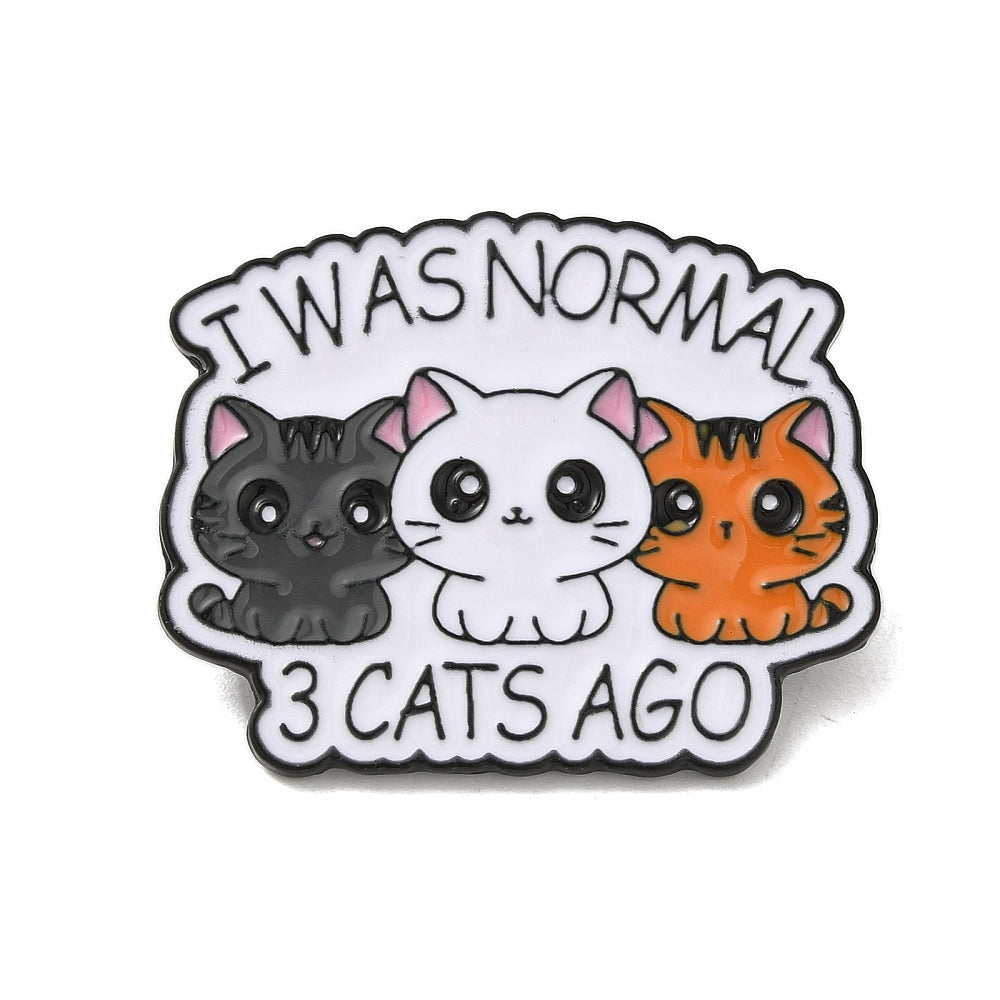 Μεταλλική καρφίτσα με γατάκια "I was normal 3 cats ago"