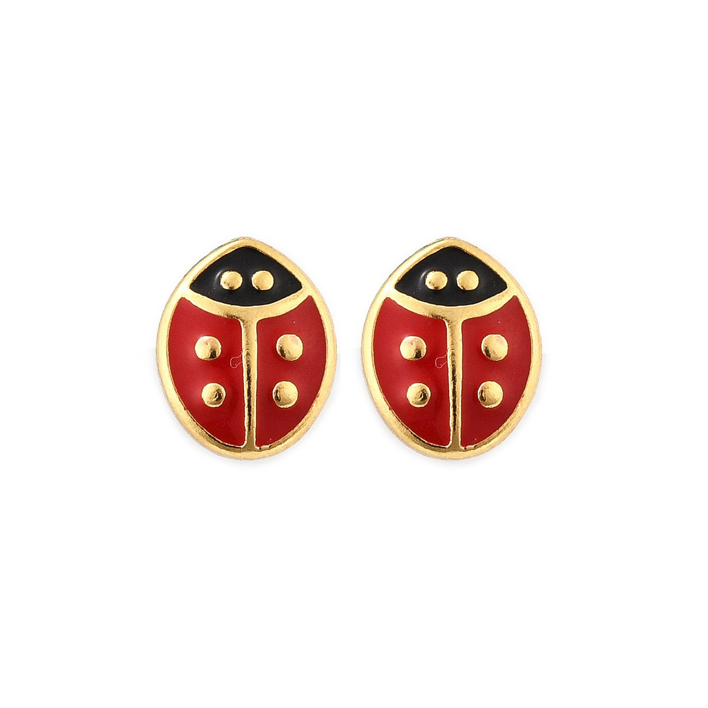 Τοσοδούλικα σκουλαρίκια καρφωτά πασχαλίτσες από επιχρυσωμένο ανοξείδωτο ατσάλι & σμάλτο