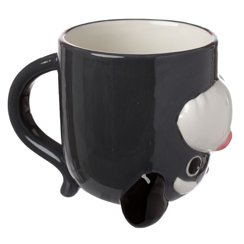 Κεραμική κούπα 3D γκρι σκύλος upside down mug