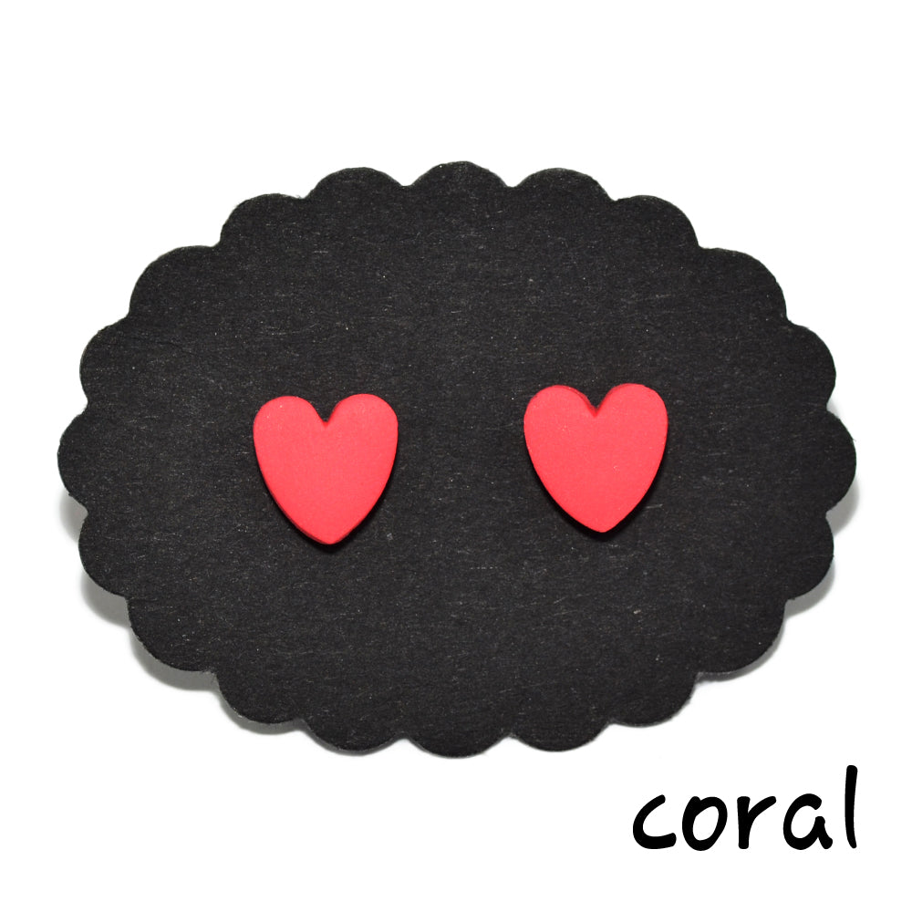 Σκουλαρίκια καρφωτά καρδούλες κοραλλί