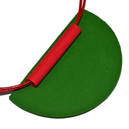 Πολύ μεγάλο εντυπωσιακό ζουζουνιάρικο κολιέ πράσινο κόκκινο