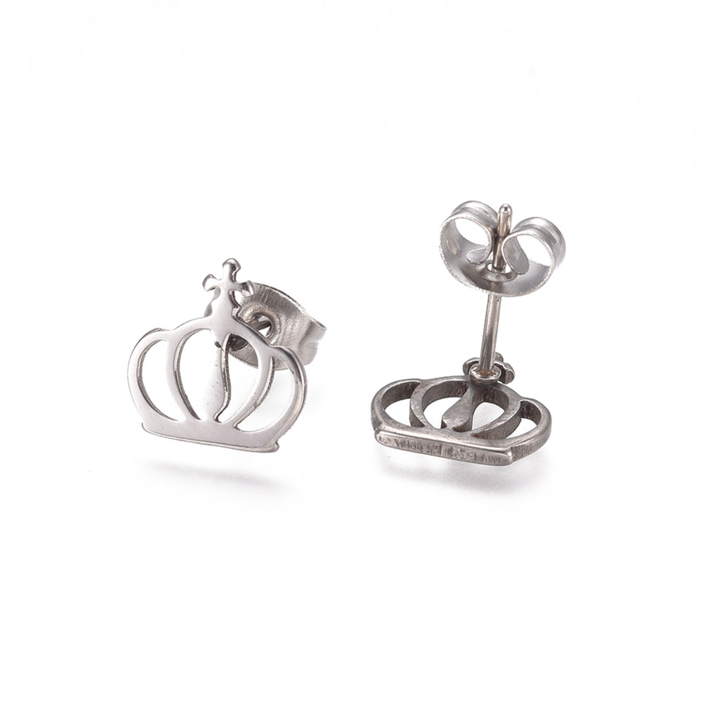 Σκουλαρίκια μικρά καρφωτά από ανοξείδωτο ατσάλι κορώνες τιάρες