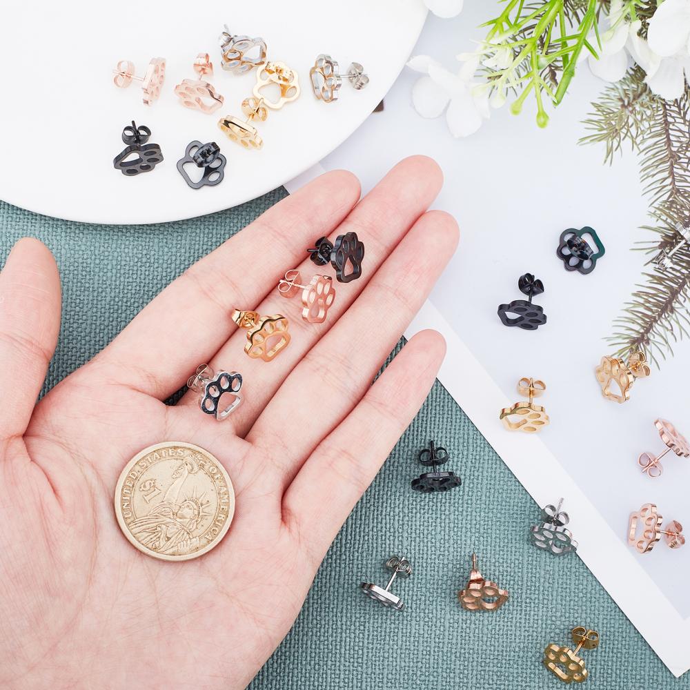 Σκουλαρίκια καρφωτά από επιχρυσωμένο ανοξείδωτο ατσάλι πατούσες