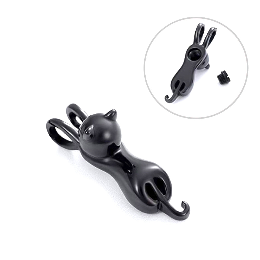 Μαύρο μακρύ μενταγιόν γάτα από ανοξείδωτο ατσάλι