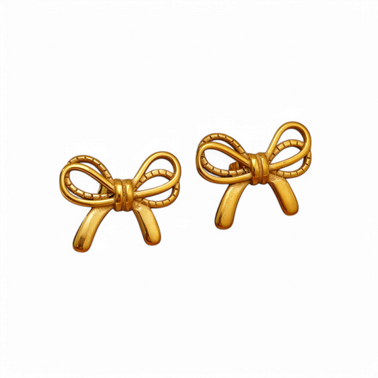 Σκουλαρίκια καρφωτά από επιχρυσωμένο ανοξείδωτο ατσάλι φιογκάκια