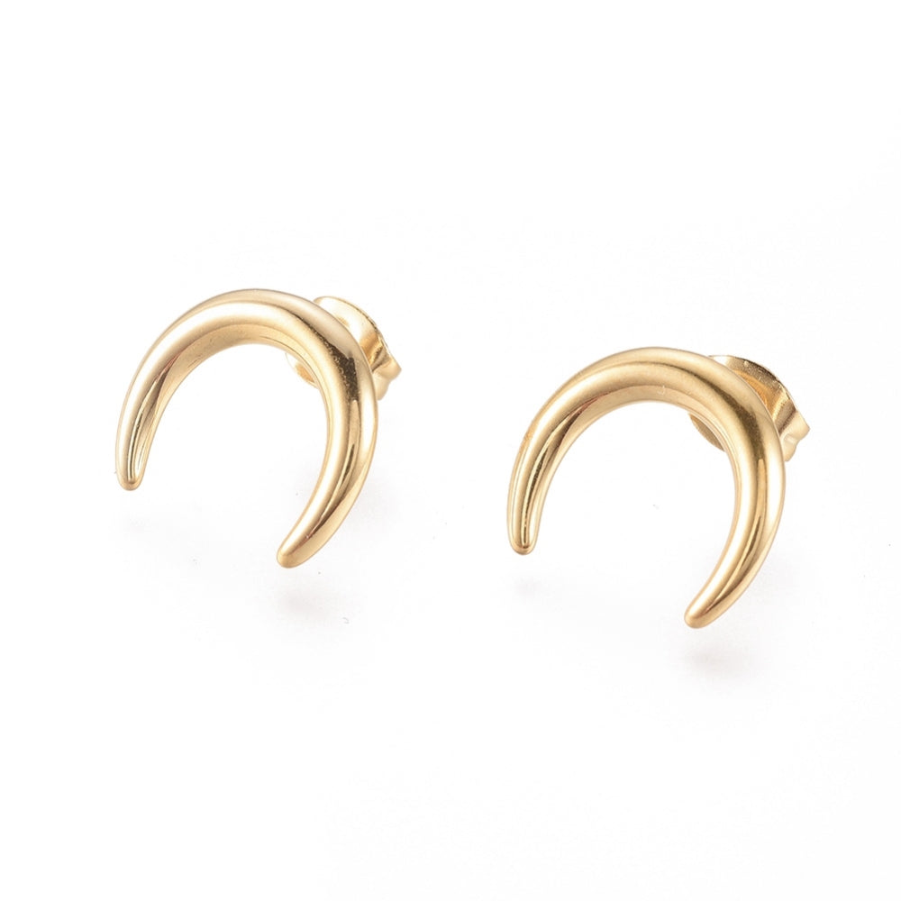 Σκουλαρίκια καρφωτά από επιχρυσωμένο ανοξείδωτο ατσάλι ημιφέγγαρα