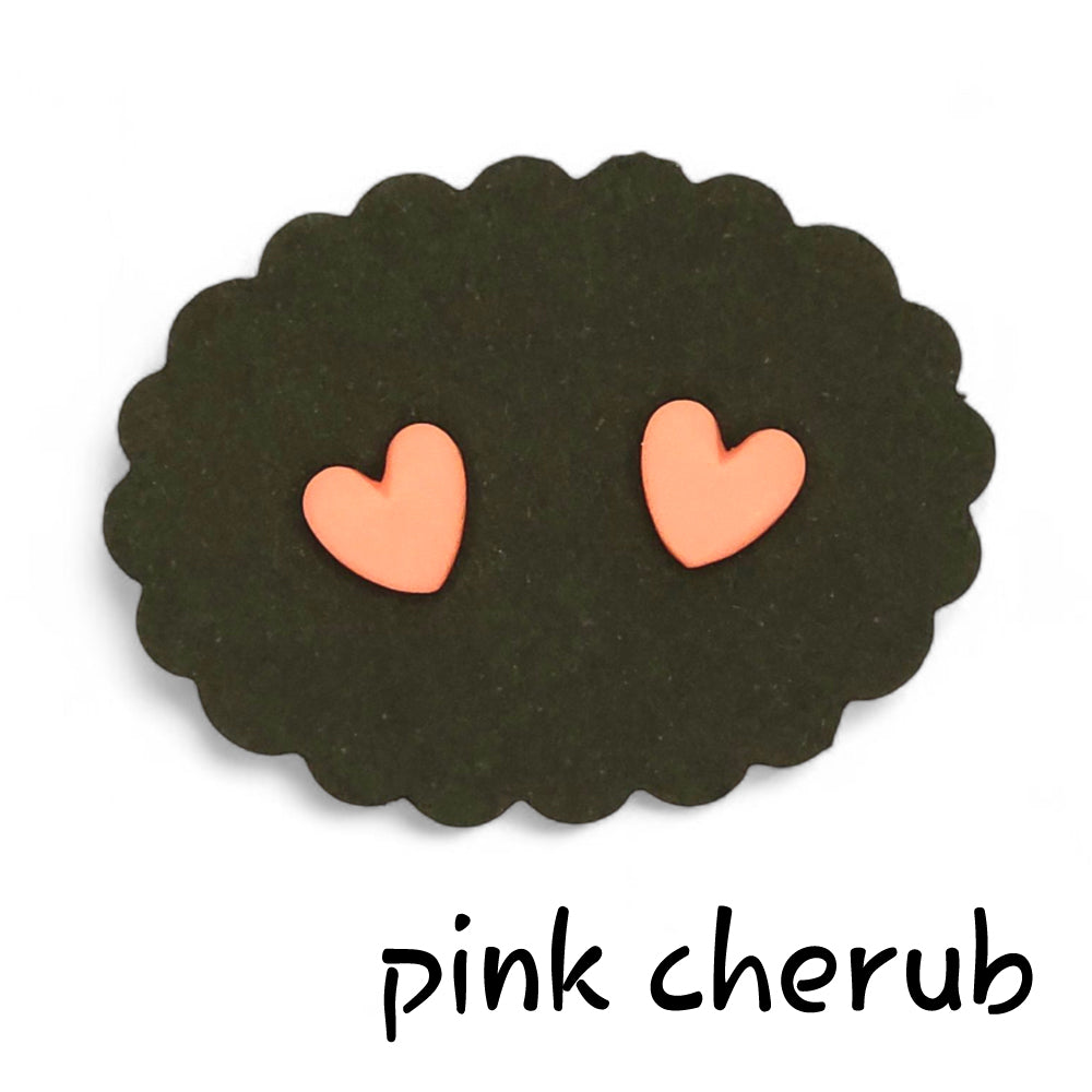 Σκουλαρίκια καρφωτά καρδούλες pink cherub από πολυμερικό πηλό