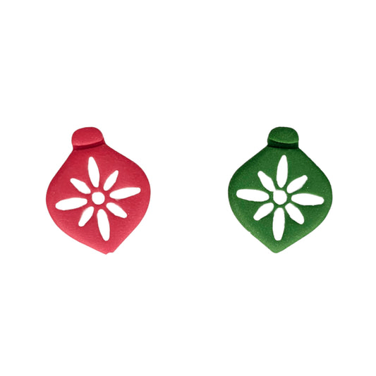 Χριστουγεννιάτικα καρφωτά σκουλαρίκια κόκκινο και πράσινο στολίδι από πολυμερικό πηλό