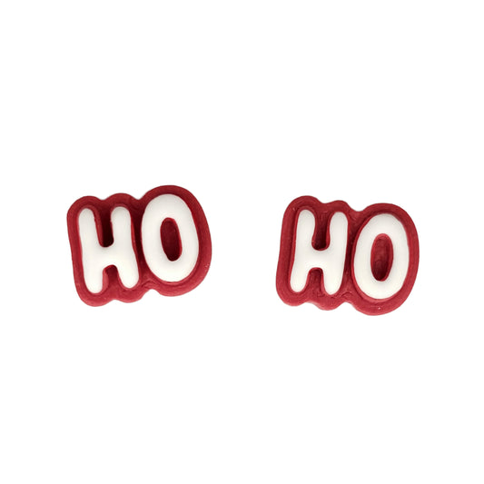 Χριστουγεννιάτικα καρφωτά κόκκινα σκουλαρίκια Ηο Ηο (χo χo!)
