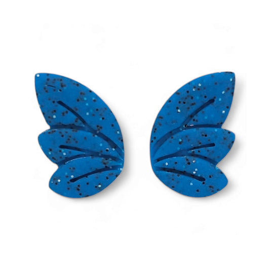 Σκουλαρίκια καρφωτά φτερά σε μπλε γρανίτη από πολυμερικό πηλό