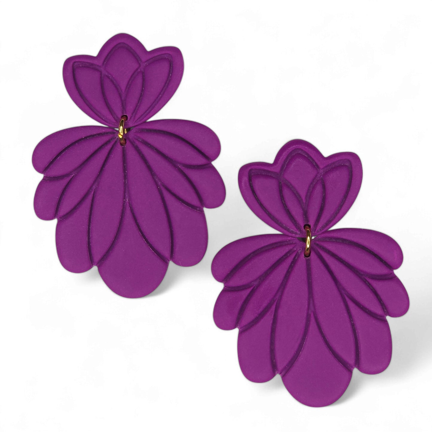 Σκουλαρίκια κρεμαστά μωβ από πολυμερικό πηλό