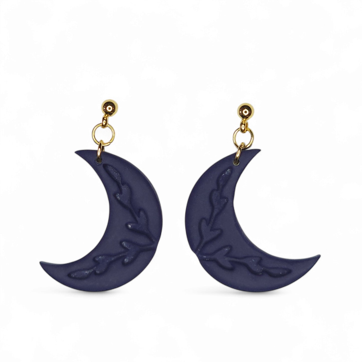 Σκουλαρίκια κρεμαστά μπλε μαρίν φεγγάρια από πολυμερικό πηλό