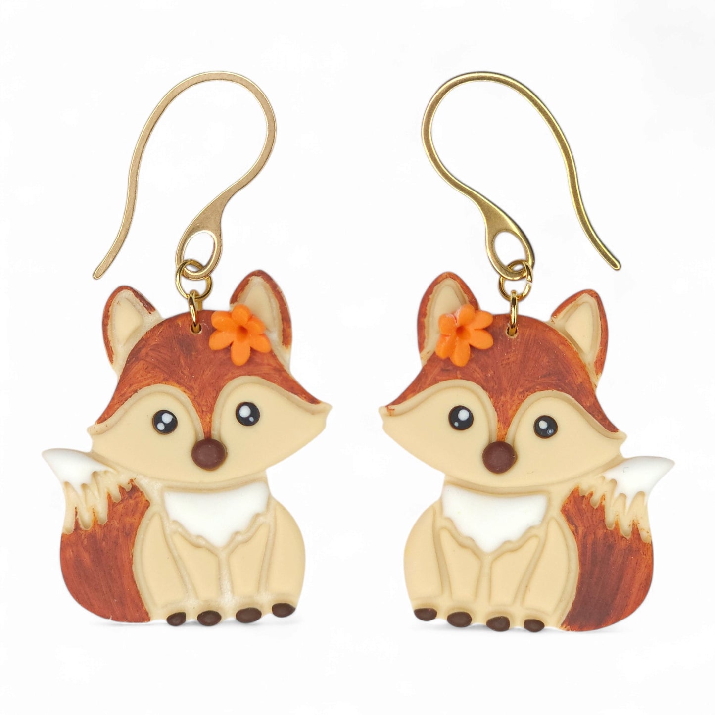 Κρεμαστά σκουλαρίκια αλεπουδάκια από πολυμερικό πηλό