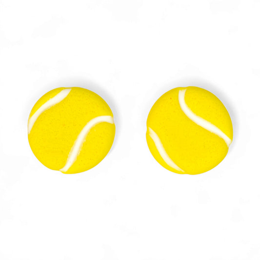 Καρφωτά σκουλαρίκια κίτρινα μπαλάκια του τένις από πολυμερικό πηλό