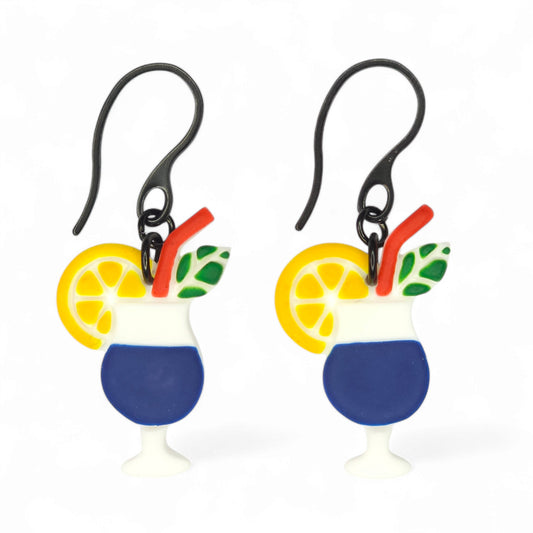 Κρεμαστά σκουλαρίκια καλοκαιρινό κοκτέιλ από πολυμερικό πηλό