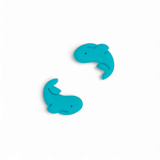 Καρφωτά καλοκαιρινά παιδικά σκουλαρίκια τυρκουάζ φαλαινίτσες από πολυμερικό πηλό