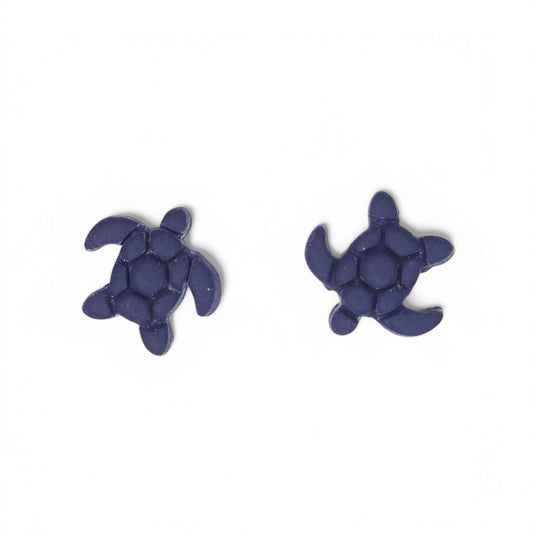 Καρφωτά καλοκαιρινά παιδικά σκουλαρίκια μπλε μαρίν χελωνάκια από πολυμερικό πηλό