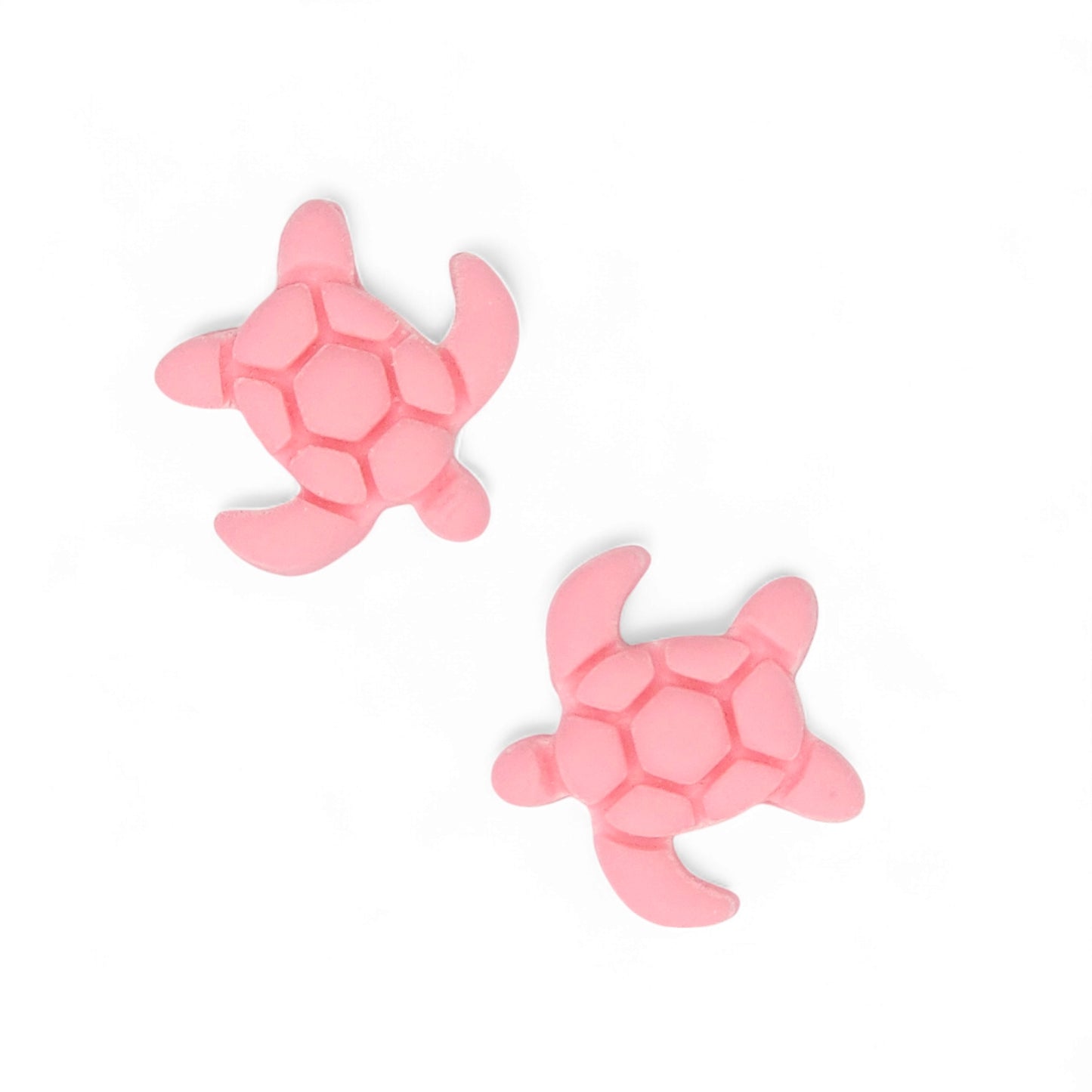 Καρφωτά καλοκαιρινά παιδικά σκουλαρίκια ροζ χελωνάκια από πολυμερικό πηλό