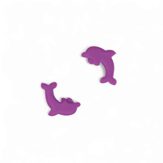 Καλοκαιρινά παιδικά σκουλαρίκια μωβ δελφινάκια από πολυμερικό πηλό