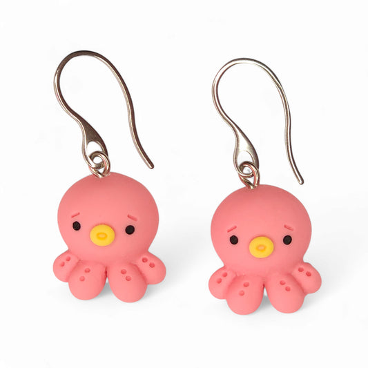Κρεμαστά σκουλαρίκια ροζ χταποδάκια