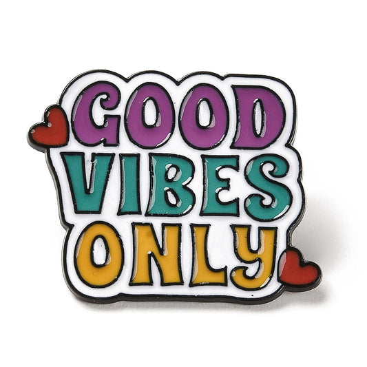 Μεταλλική καρφίτσα με σμάλτο "Good Vibes Only"