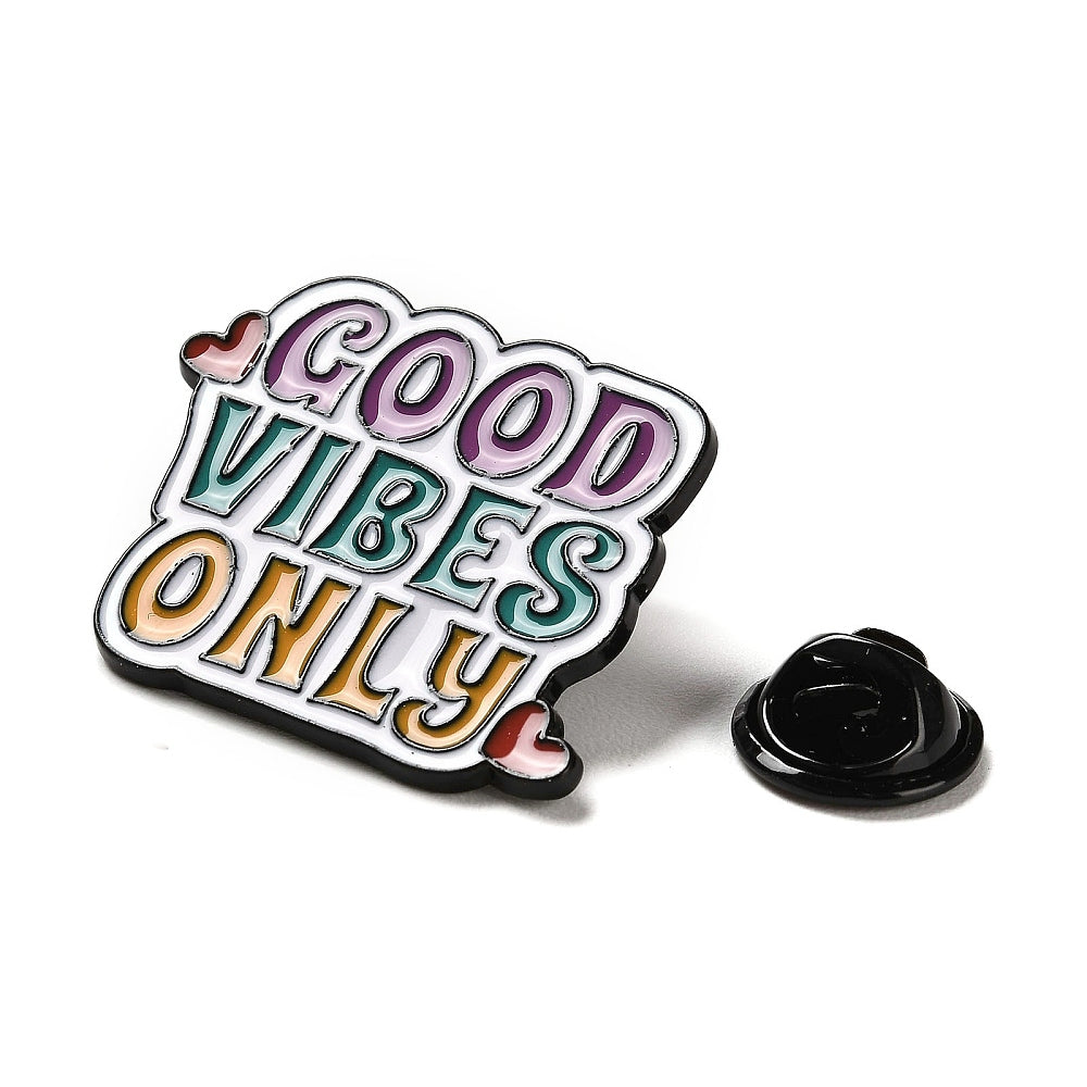 Μεταλλική καρφίτσα με σμάλτο "Good Vibes Only"