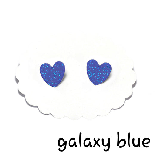 Καρφωτά σκουλαρίκια galaxy blue καρδούλες από πολυμερικό πηλό
