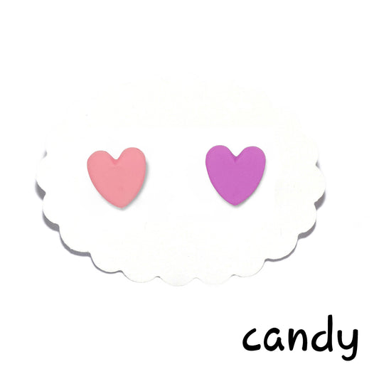 Καρφωτά σκουλαρίκια candy καρδούλες από πολυμερικό πηλό