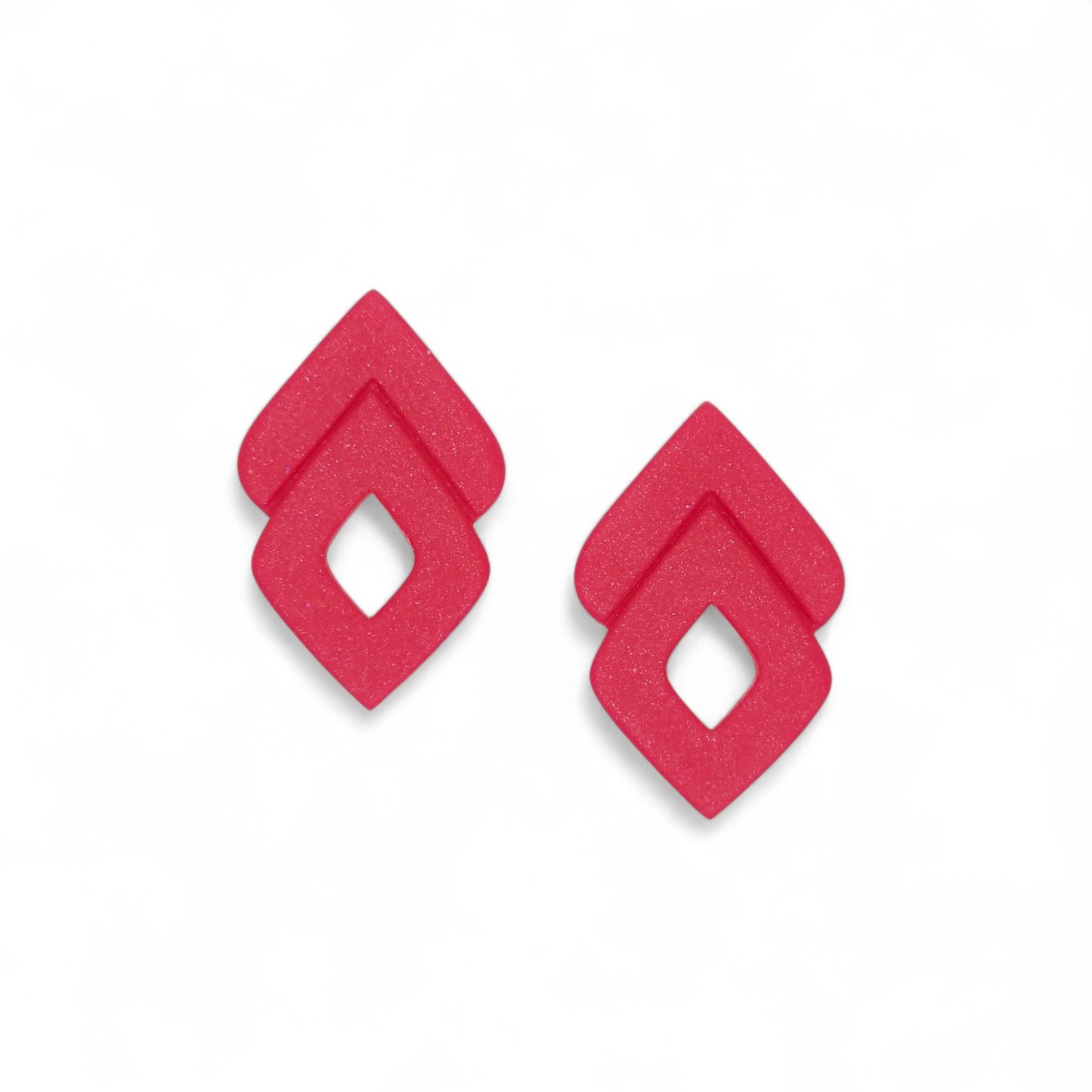 Σκουλαρίκια καρφωτά γεωμετρικά ruby quartz από πολυμερικό πηλό
